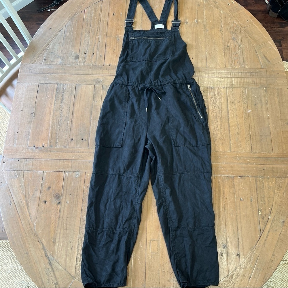 Aritzia Wilfred Free Valletta Cropped Overalls Medium Lyocell Twill Romper Black - Picture 2 of 13
